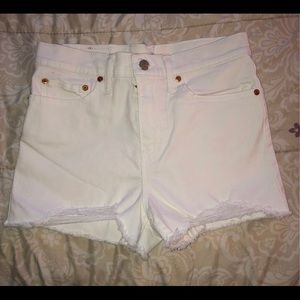 White Levi Jean Shorts - High Rise